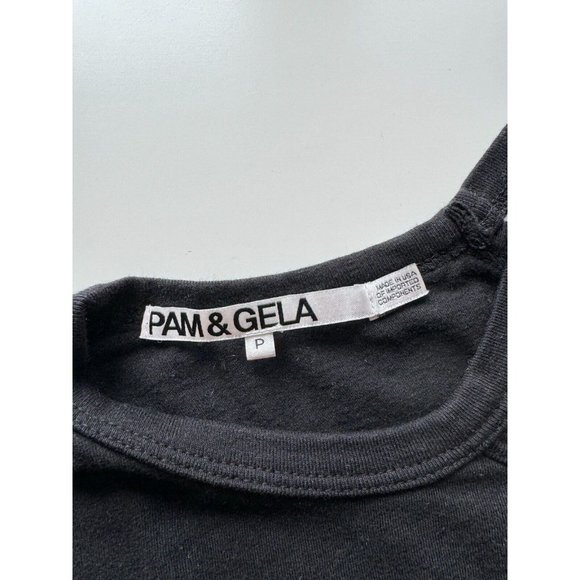 PAM & GELA Black Cotton Blend Jersey Cut-Out Crew Neck T-Shirt, Size P/XS - Picture 10 of 12